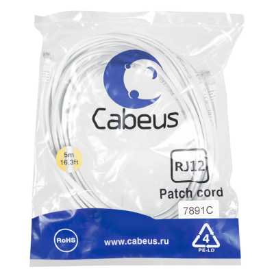 кабель телефонный Cabeus PC-TEL-RJ12-5m