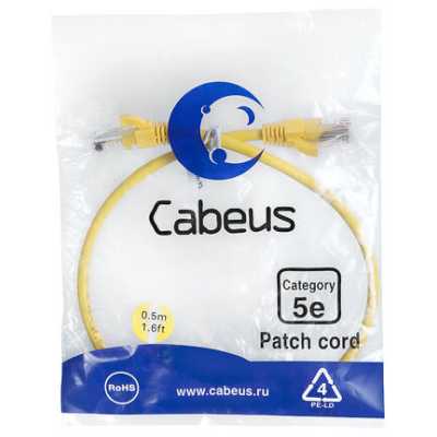 патч-корд Cabeus PC-UTP-RJ45-Cat.5e-0.5m-YL-LSZH Желтый