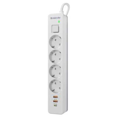 сетевой фильтр Defender DFS 141 White белый