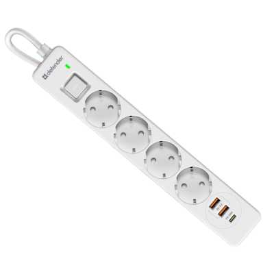 сетевой фильтр Defender DFS 145 White белый