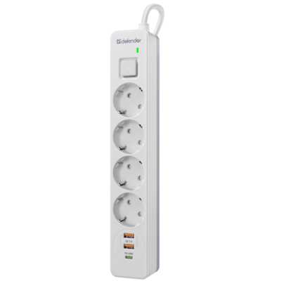 сетевой фильтр Defender DFS 145 White белый