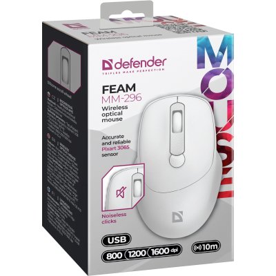 мышь Defender Feam MM-296 White Белый