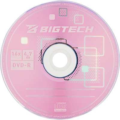 диск DVD-R BigTech YDVDRB004