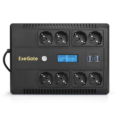 ИБП ExeGate Neo Smart LHB-600.LCD.AVR.8SH.CH.USB Черный