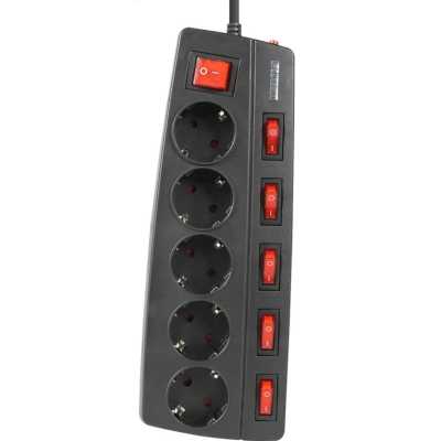сетевой фильтр Filum FL-SPL5-1.8M-BL черный