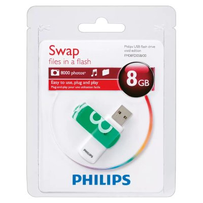 флешка Philips 8GB FM08FD05B/97 Белый, зеленый