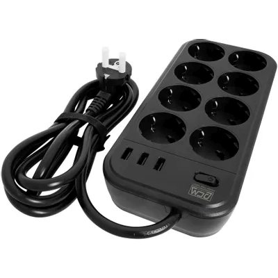 сетевой фильтр PowerCom SP-08 USB03AB 1.8m черный