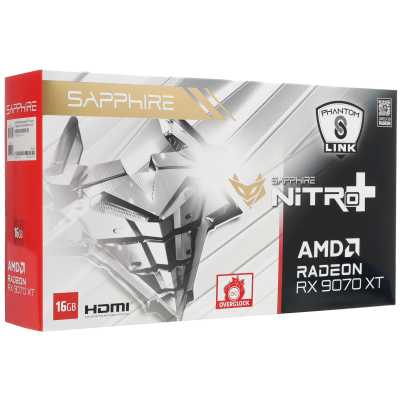 видеокарта Sapphire AMD Radeon RX 9070 XT Nitro+ OC PhantomLink Polar Edition 16Gb 11348-09-20G Белый